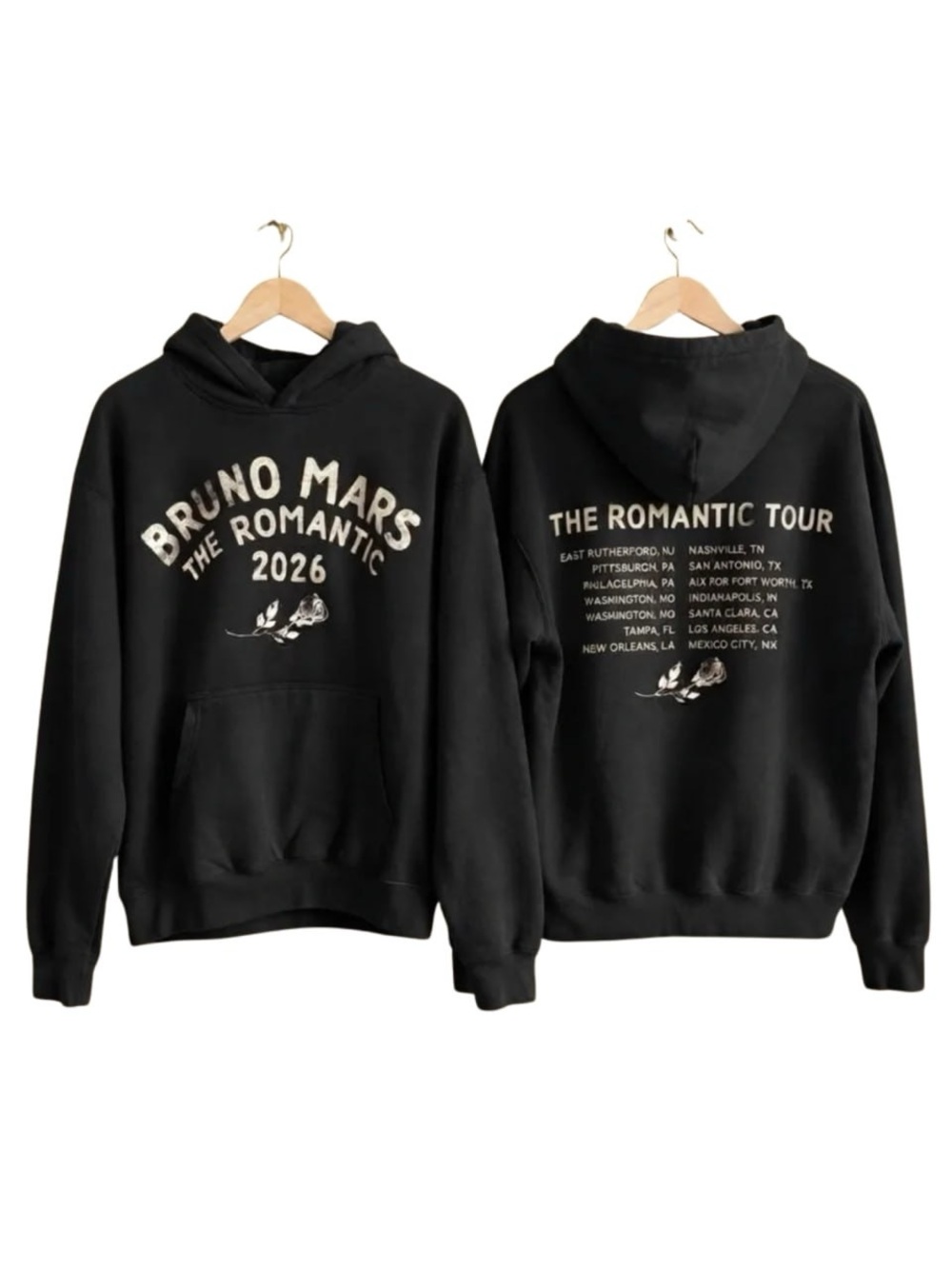Black Bruno Mars The Romantic Tour 2026 Hoodie